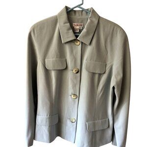 Vintage Talbots Polyester Light Blue Blazer Womens Sz 14